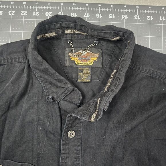 Vintage Harley Davidson Shirt XXL Embroidered Biker 90s Mechanic Racing Retro - Picture 6 of 13